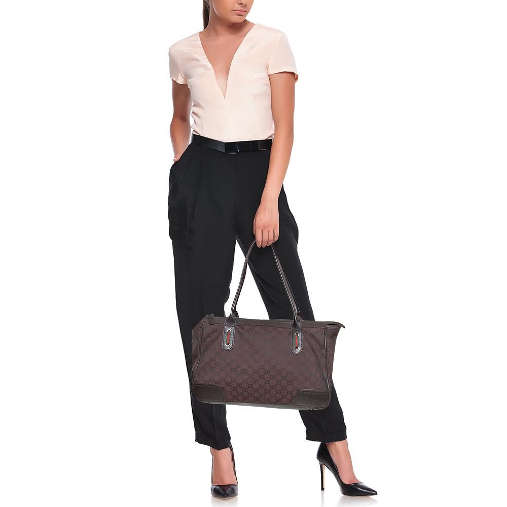 gg tote bag with leather details