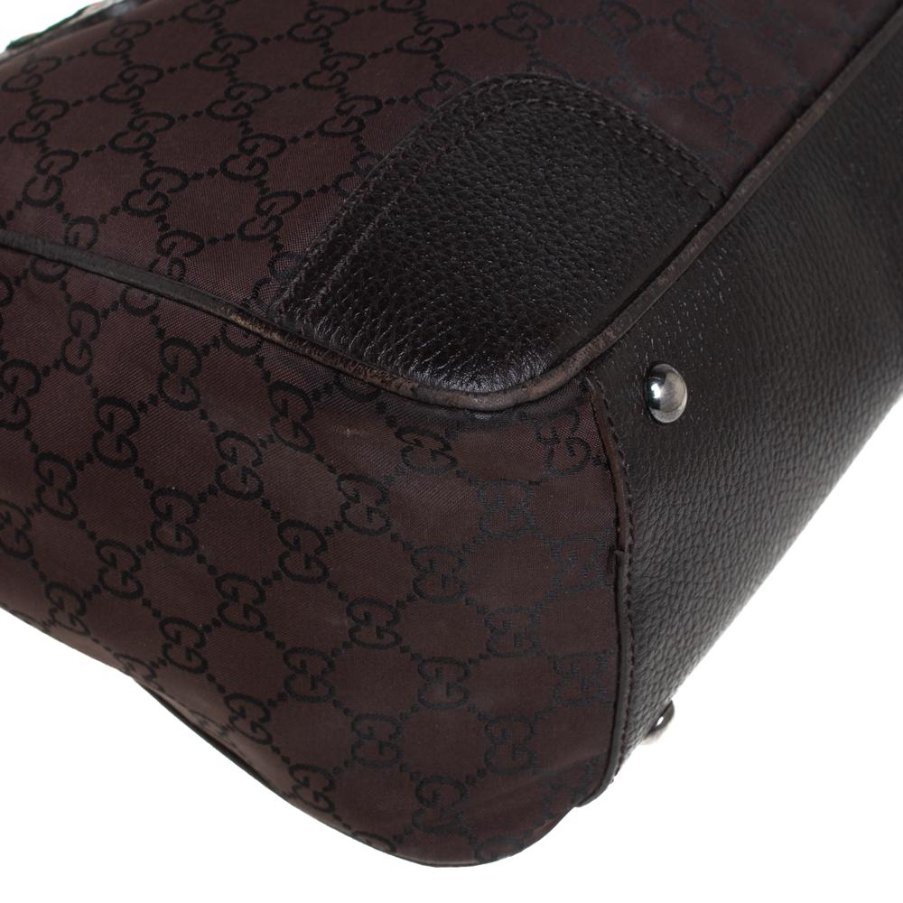 Gucci Dark Brown GG Nylon and Leather Princy Tote 1