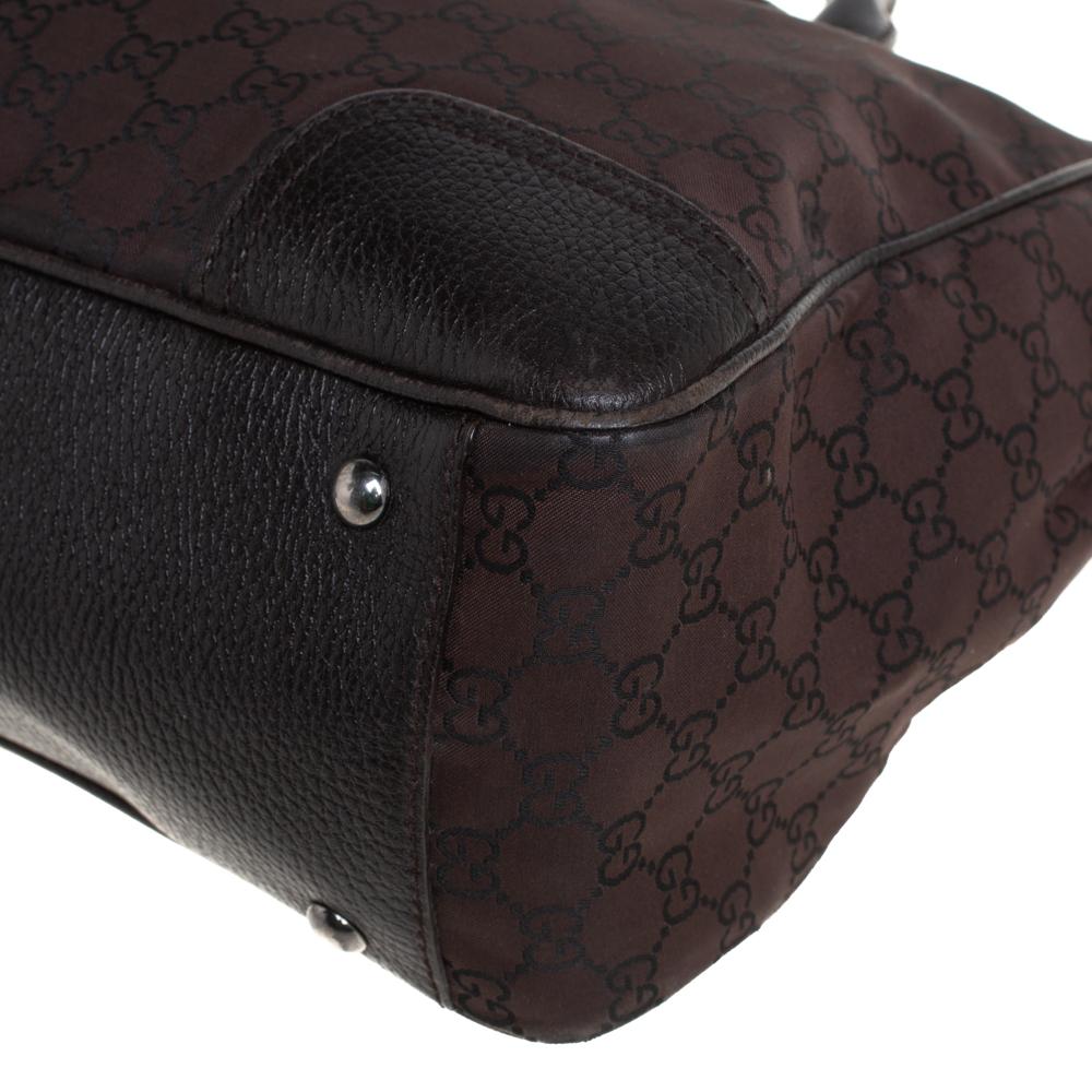 Gucci Dark Brown GG Nylon and Leather Princy Tote 3