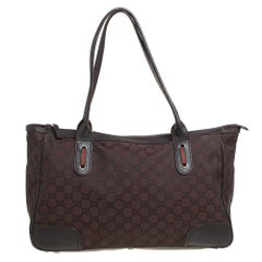 Gucci Dark Brown GG Nylon and Leather Princy Tote