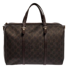 Gucci Dark Brown GG Supreme Canvas and Leather Medium Joy Boston Bag
