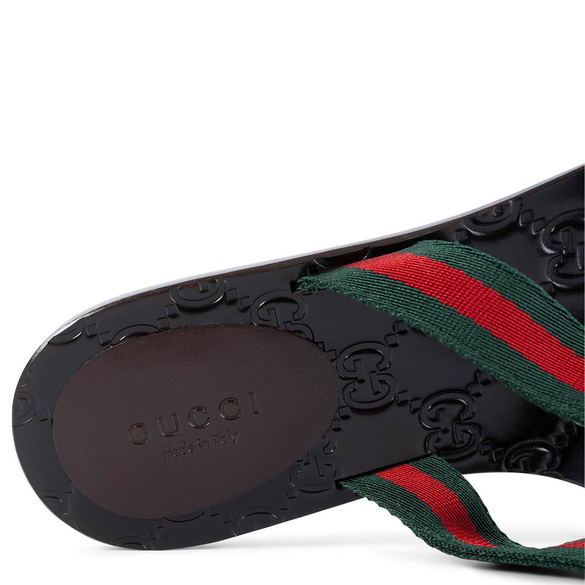 GUCCI dark brown GG WEB THONG Sandals Shoes 36 For Sale 1