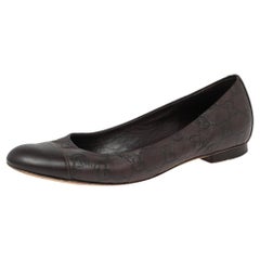 Gucci Dark Brown Guccissima Leather Ballet Flat Size 36