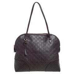 Gucci Borsa a tracolla Bree in pelle marrone scuro Guccissima