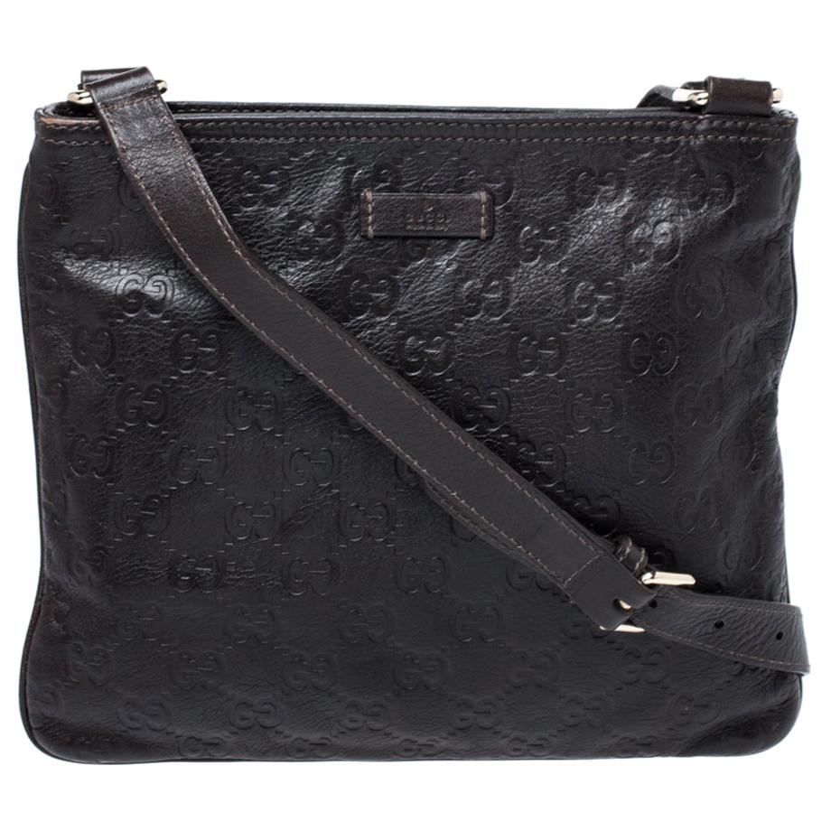 Gucci Dark Brown Guccissima Leather Crossbody Bag
