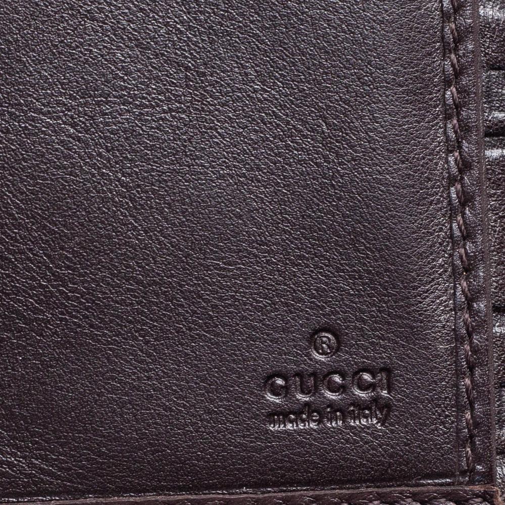 Gucci Dark Brown Guccissima Leather Flap Continental Wallet For Sale 5