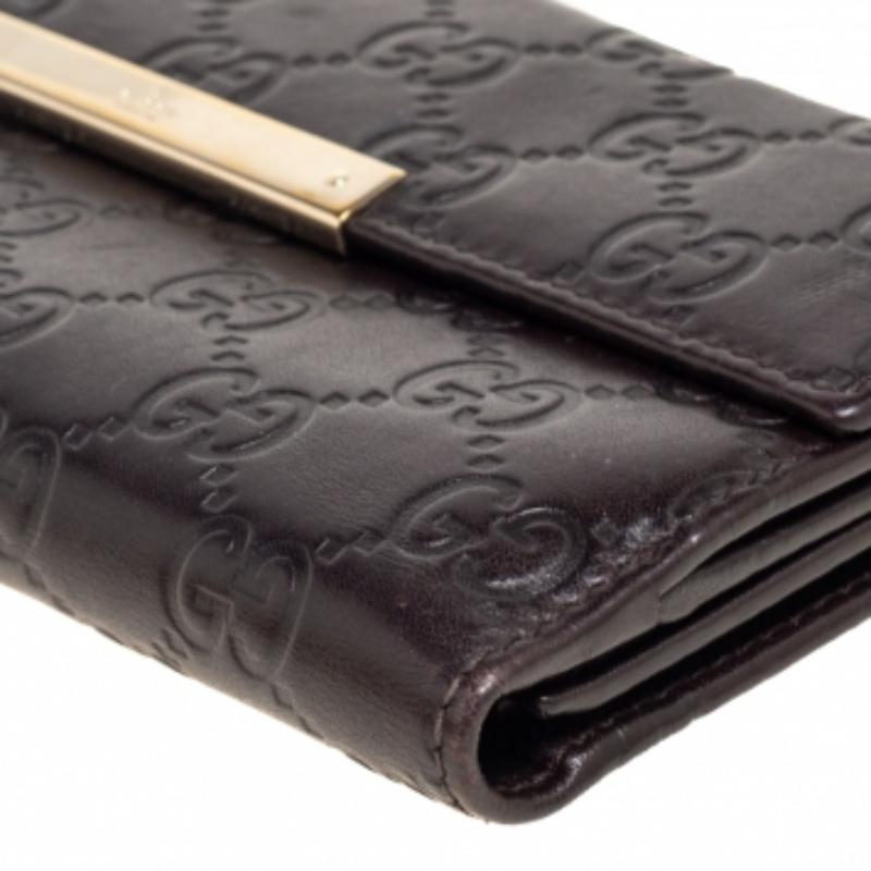 Black Gucci Dark Brown Guccissima Leather Flap Continental Wallet For Sale