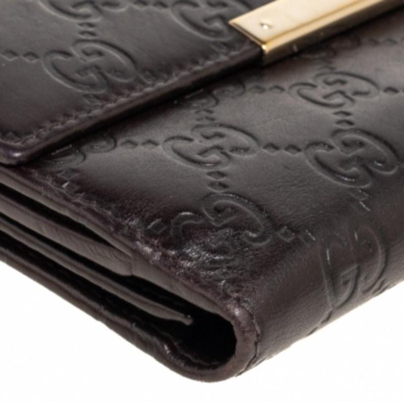 Women's Gucci Dark Brown Guccissima Leather Flap Continental Wallet For Sale