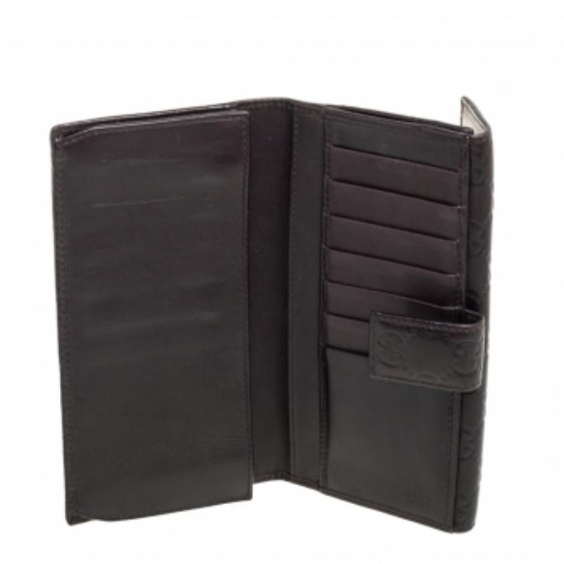 Gucci Dark Brown Guccissima Leather Flap Continental Wallet For Sale 1