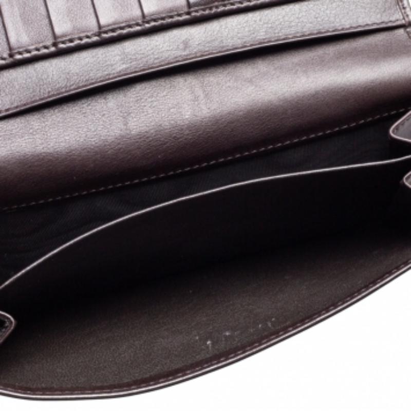 Gucci Dark Brown Guccissima Leather Flap Continental Wallet For Sale 2