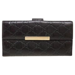 Gucci Dark Brown Guccissima Leather Flap Continental Wallet