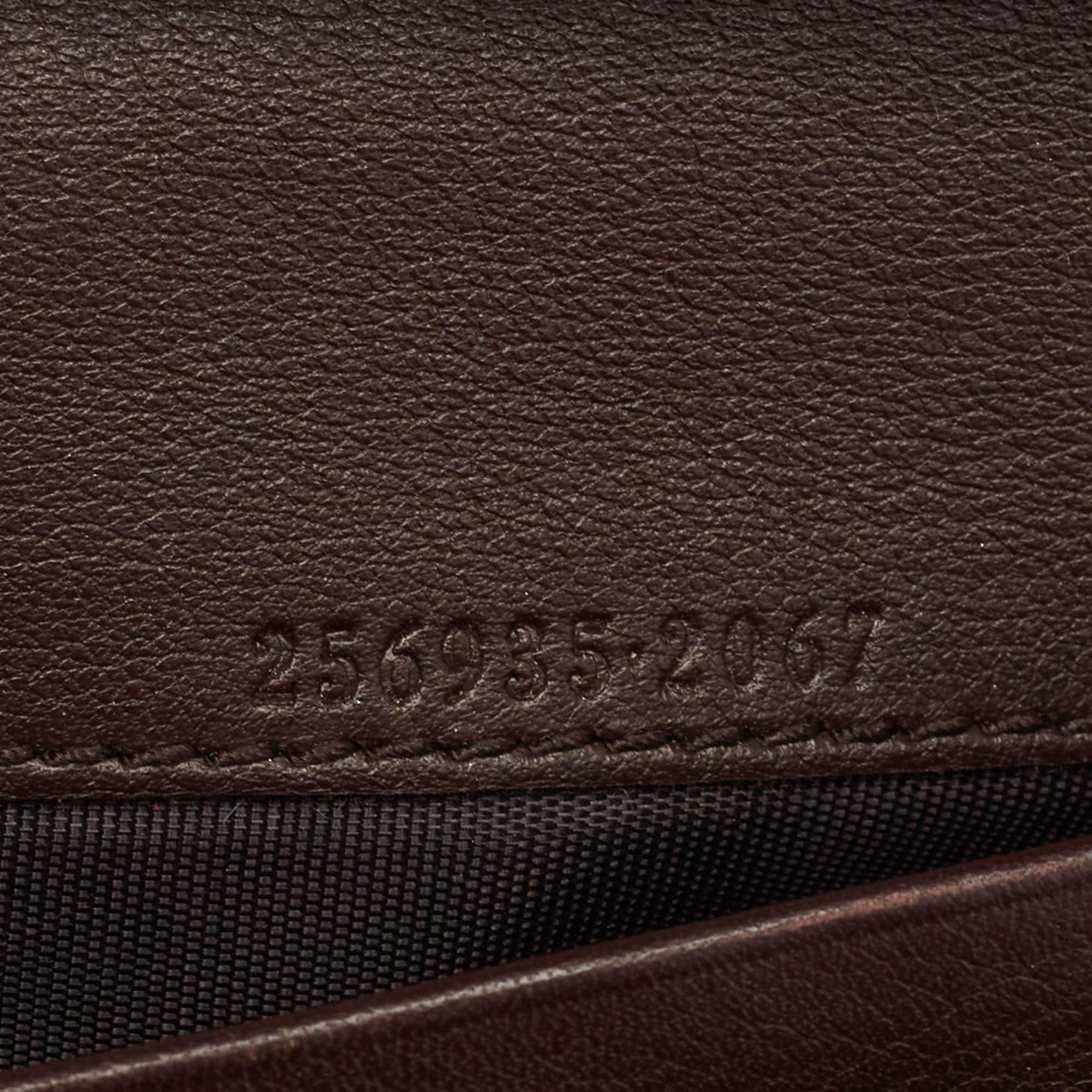 Gucci Dark Brown Guccissima Leather Flap French Wallet For Sale 3