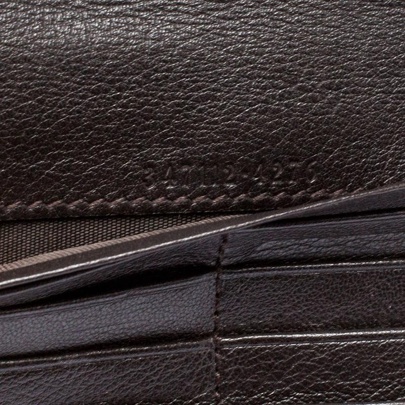 Gucci Dark Brown Guccissima Leather Flap Zip Around Continental Wallet In Good Condition In Dubai, Al Qouz 2