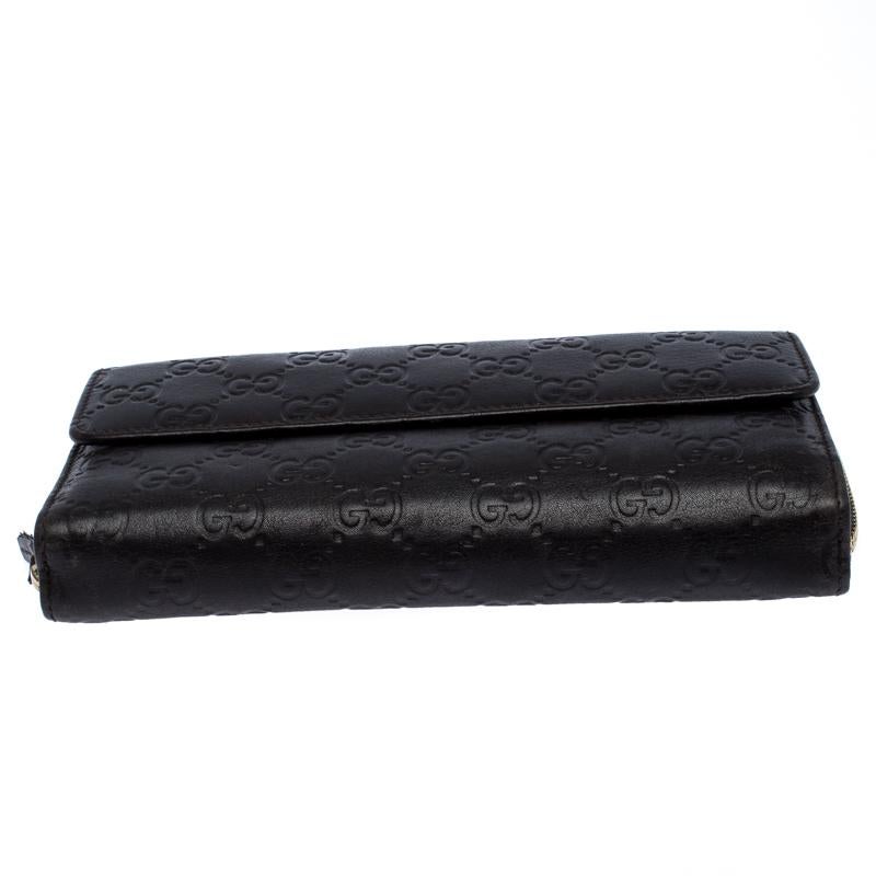 Gucci Dark Brown Guccissima Leather Flap Zip Around Continental Wallet 2