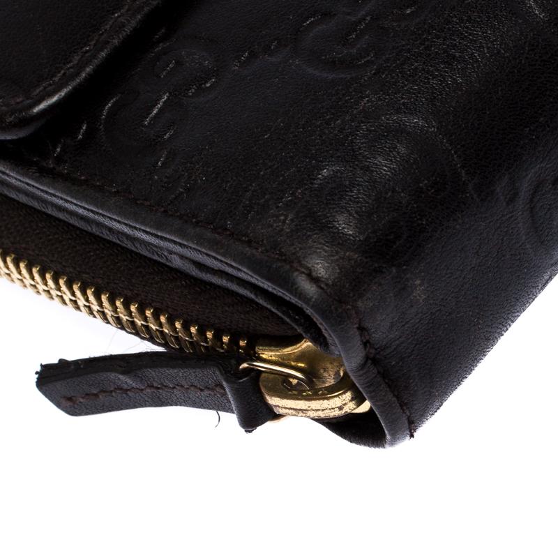 Gucci Dark Brown Guccissima Leather Flap Zip Around Continental Wallet 3