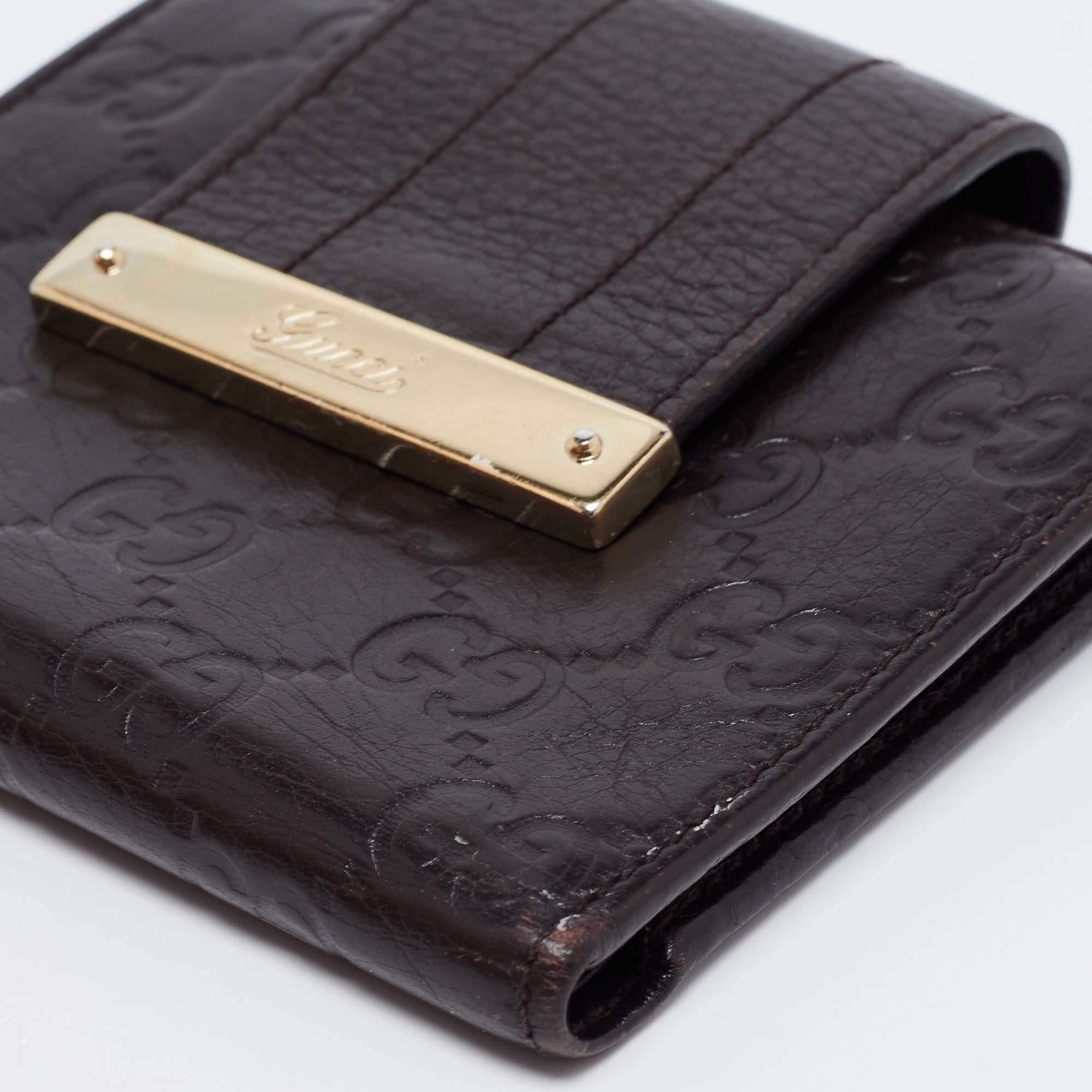 Gucci Dark Brown Guccissima Leather French Wallet For Sale 6
