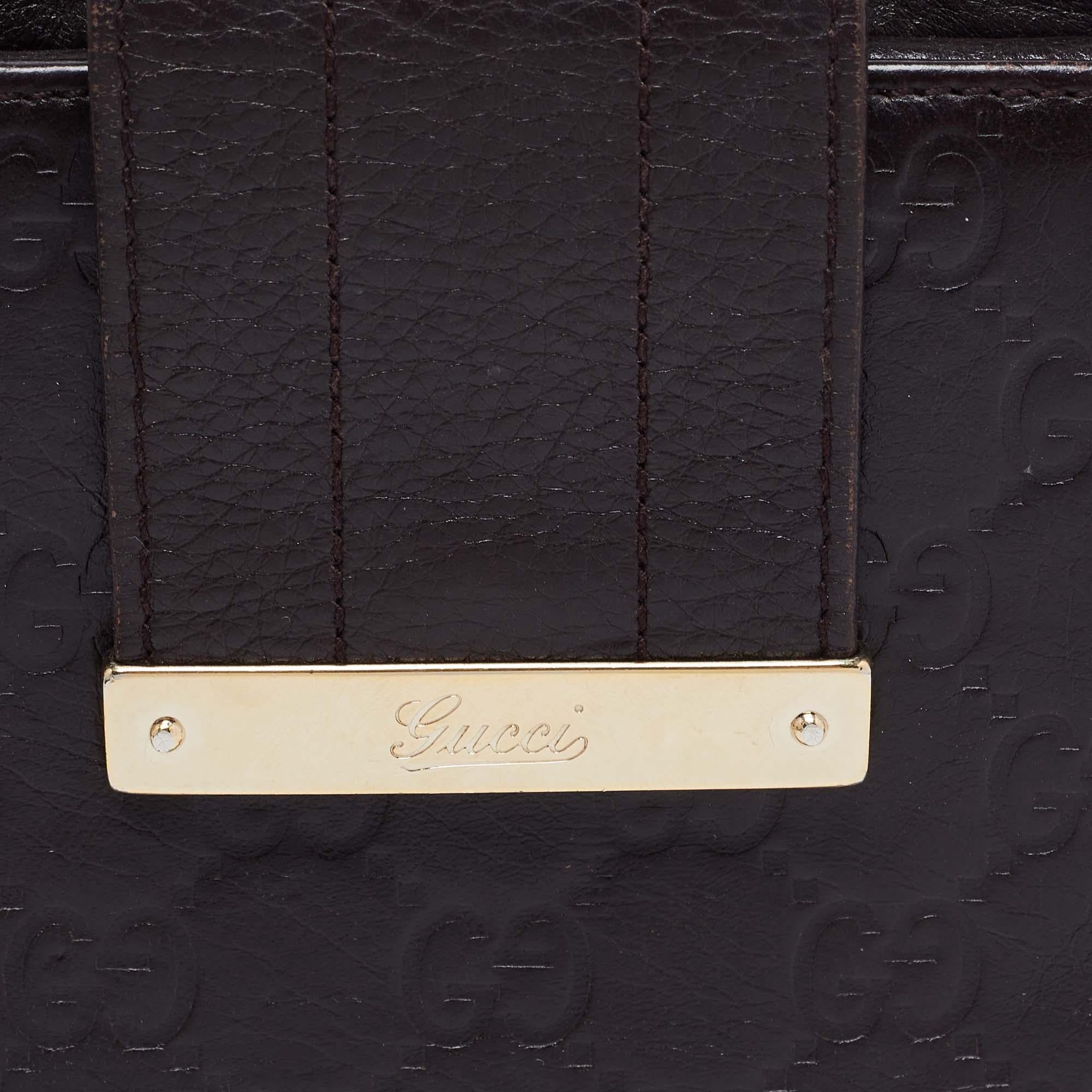 Gucci Dark Brown Guccissima Leather French Wallet For Sale 7