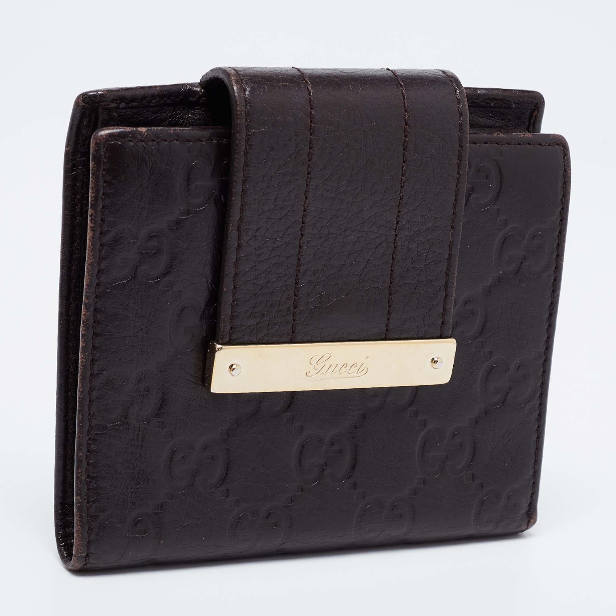 Black Gucci Dark Brown Guccissima Leather French Wallet For Sale