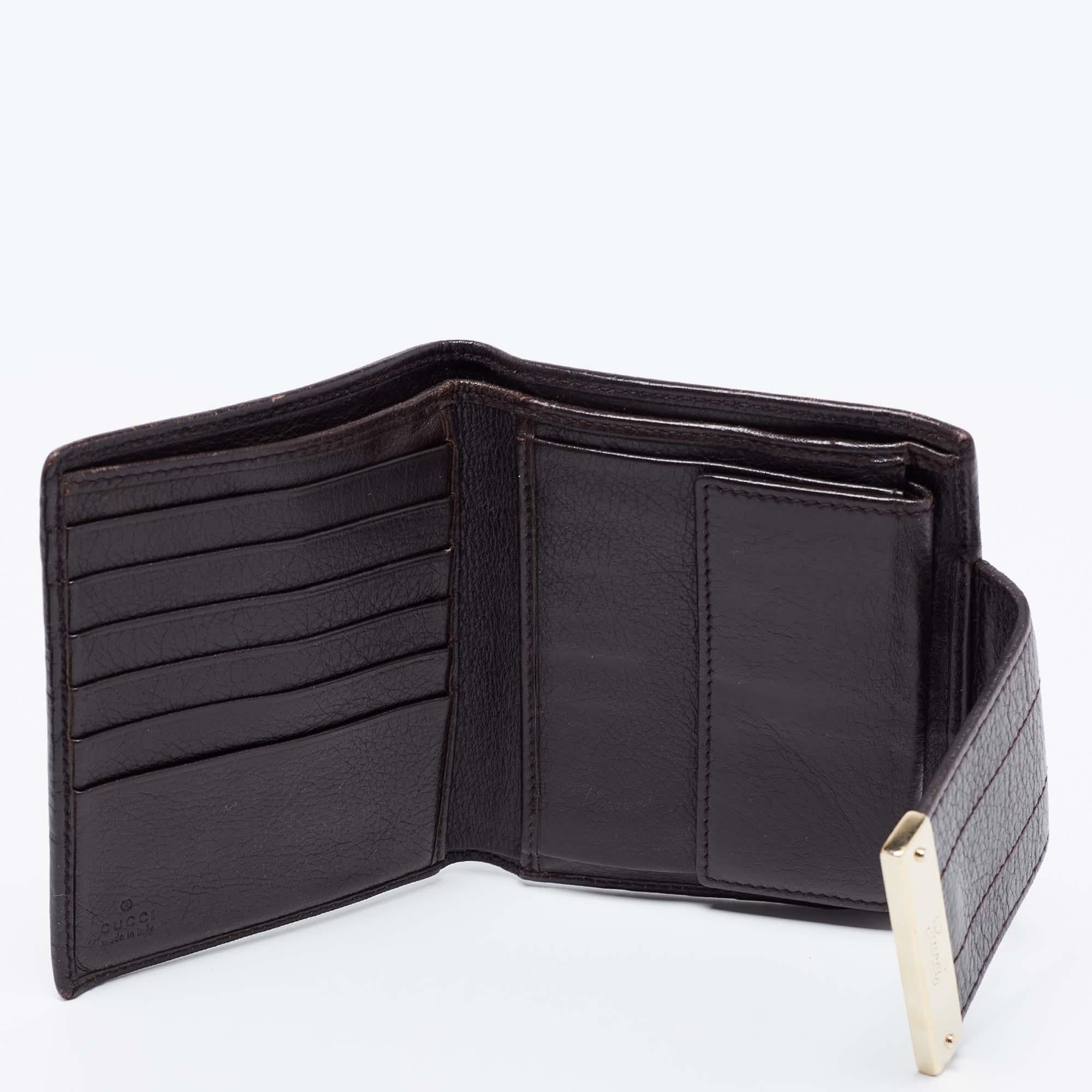 Gucci Dark Brown Guccissima Leather French Wallet For Sale 2