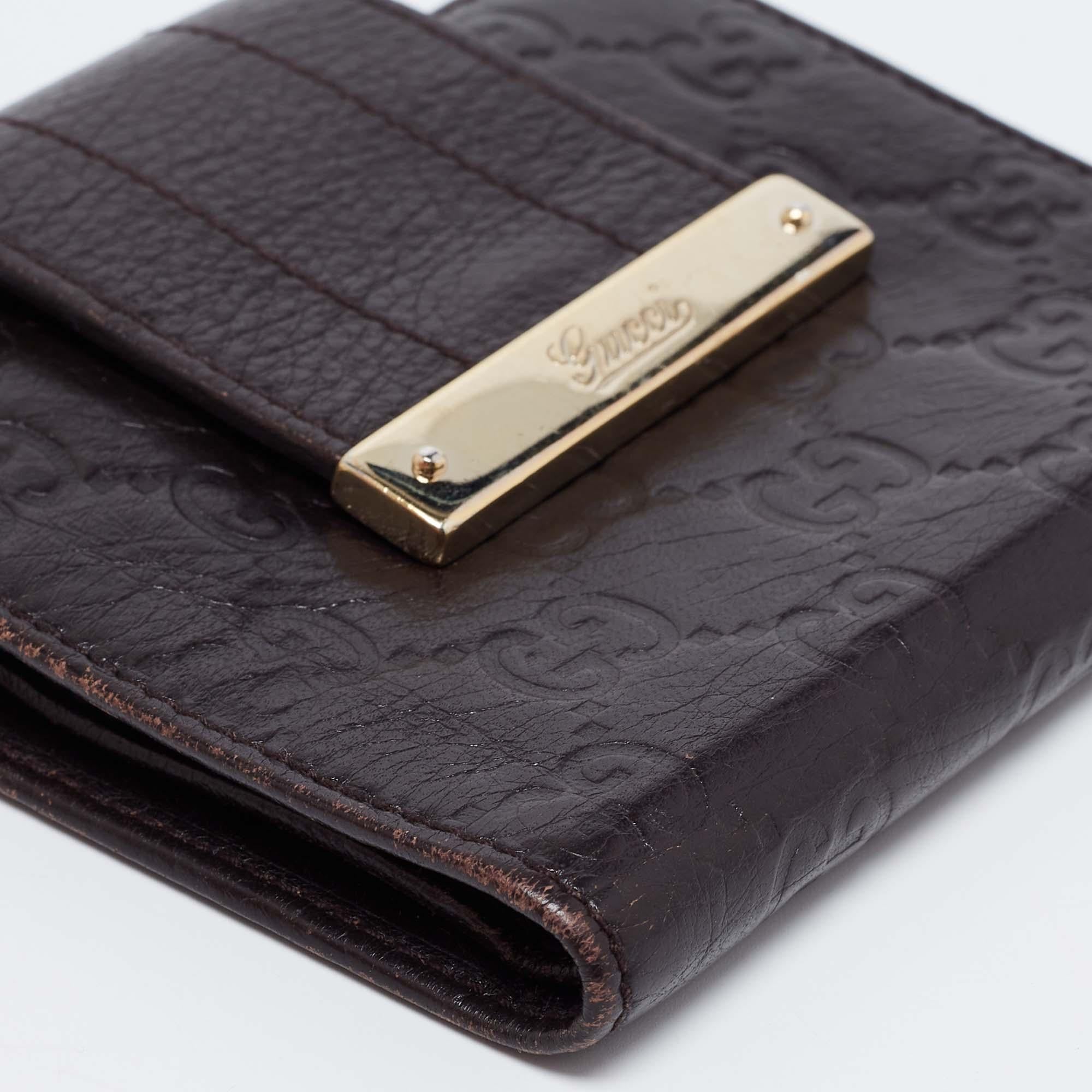 Gucci Dark Brown Guccissima Leather French Wallet For Sale 3