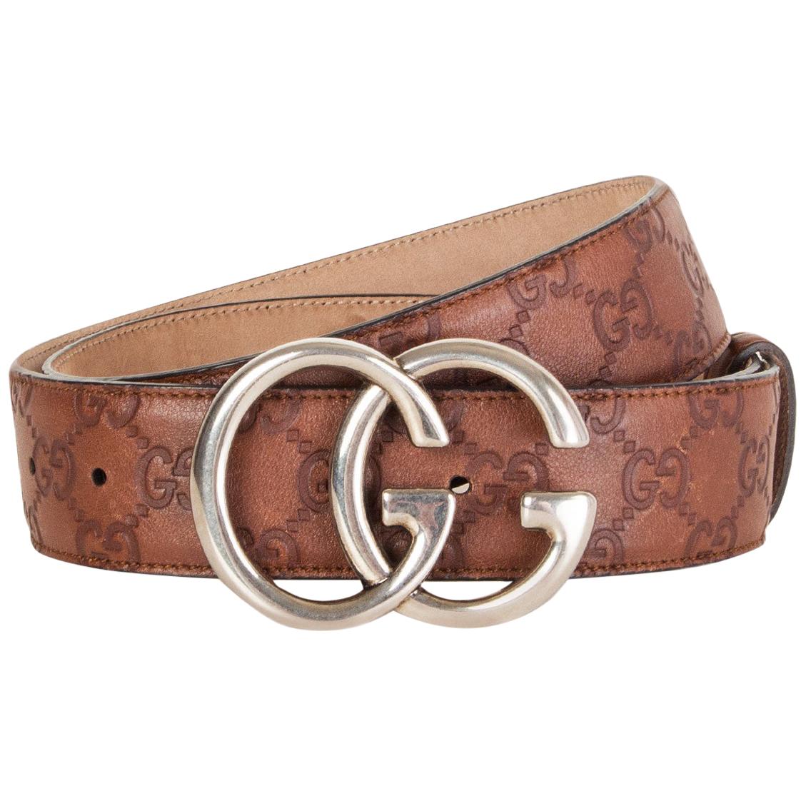 GUCCI dark brown GUCCISSIMA leather GG BUCKLE Belt 90