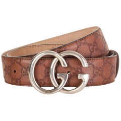 Vintage GUCCI dark brown GUCCISSIMA leather GG BUCKLE Belt 90