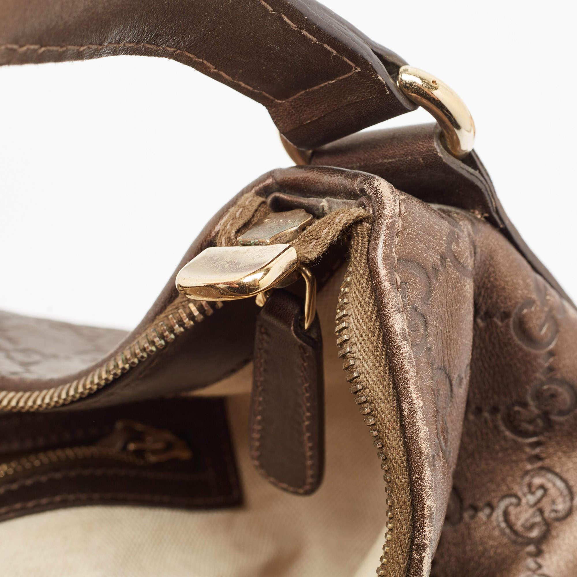 Gucci Dark Brown Guccissima Leather Heart Bit Charm Hobo 2