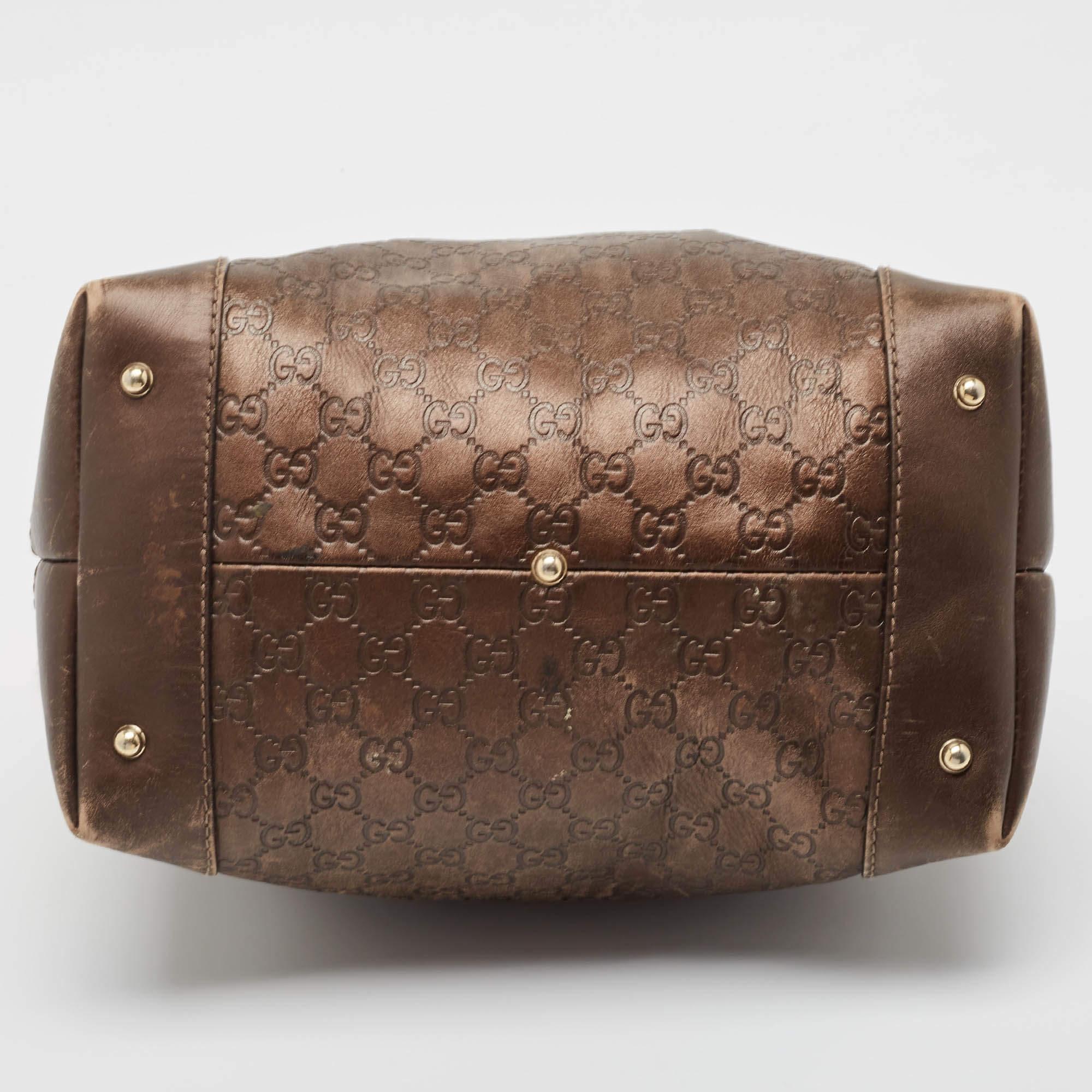 Gucci Dark Brown Guccissima Leather Heart Bit Charm Hobo 5