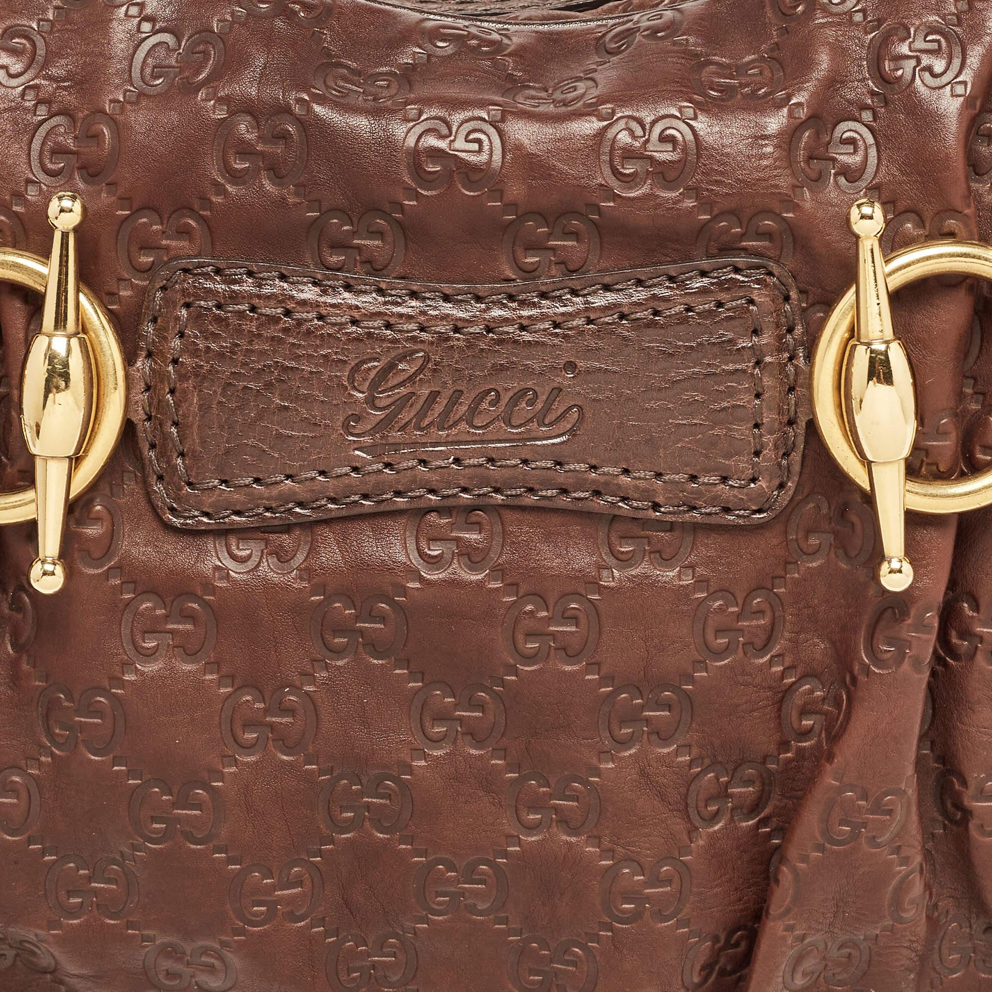 Gucci Dark Brown Guccissima Leather Jockey Boston Bag For Sale 7
