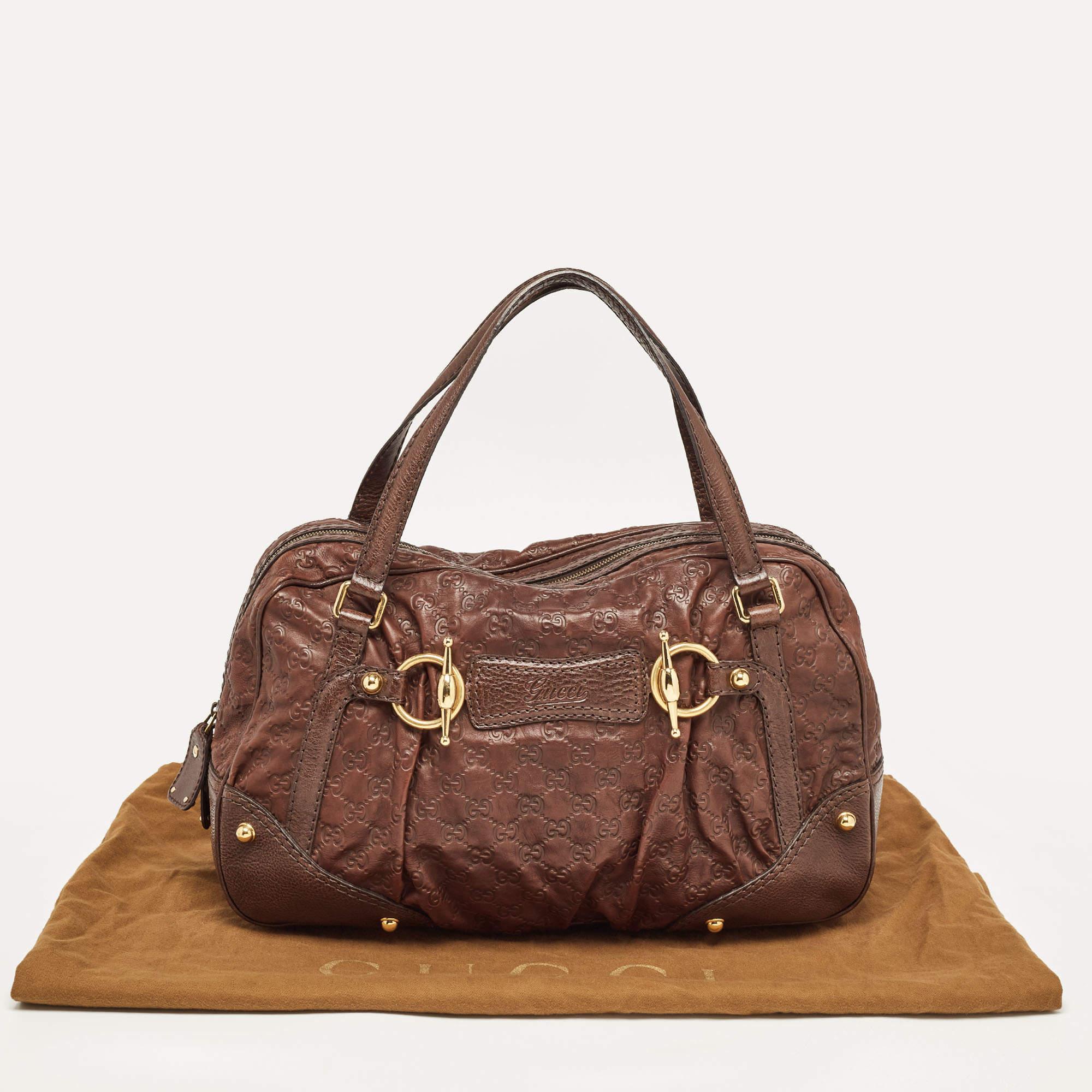 Gucci Dark Brown Guccissima Leather Jockey Boston Bag For Sale 12