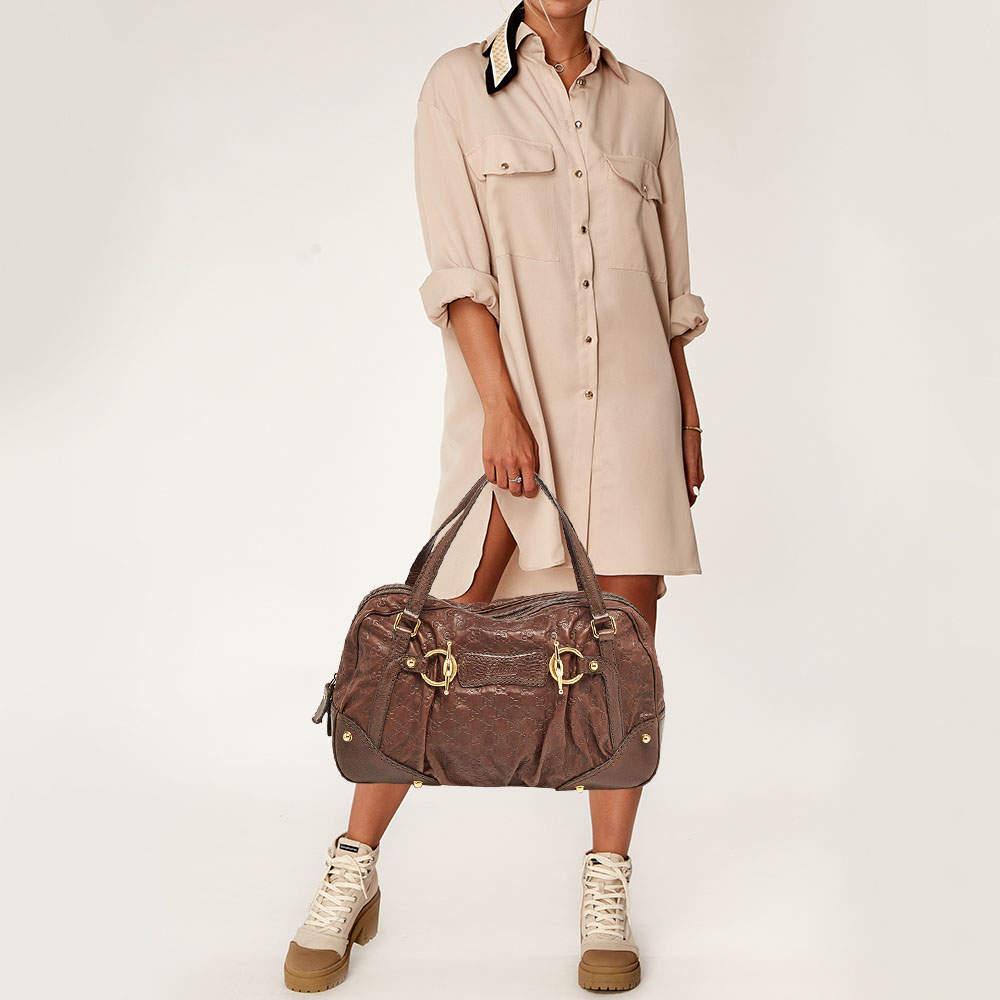 Gucci Dark Brown Guccissima Leather Jockey Boston Bag In Good Condition For Sale In Dubai, Al Qouz 2