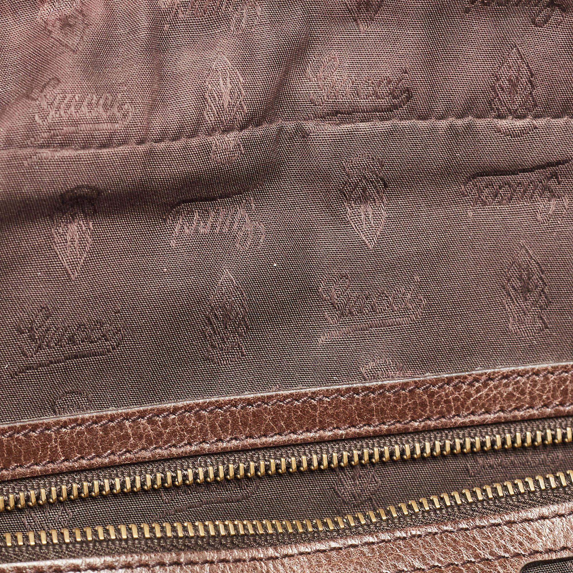 Women's Gucci Dark Brown Guccissima Leather Jockey Boston Bag For Sale