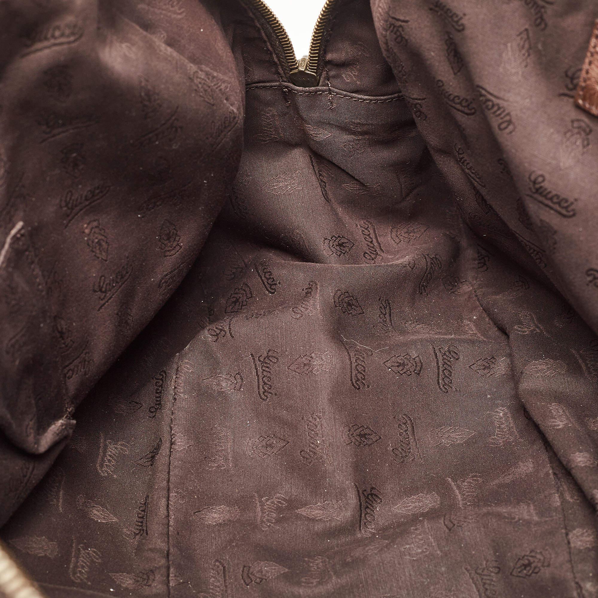Gucci Dark Brown Guccissima Leather Jockey Boston Bag For Sale 3