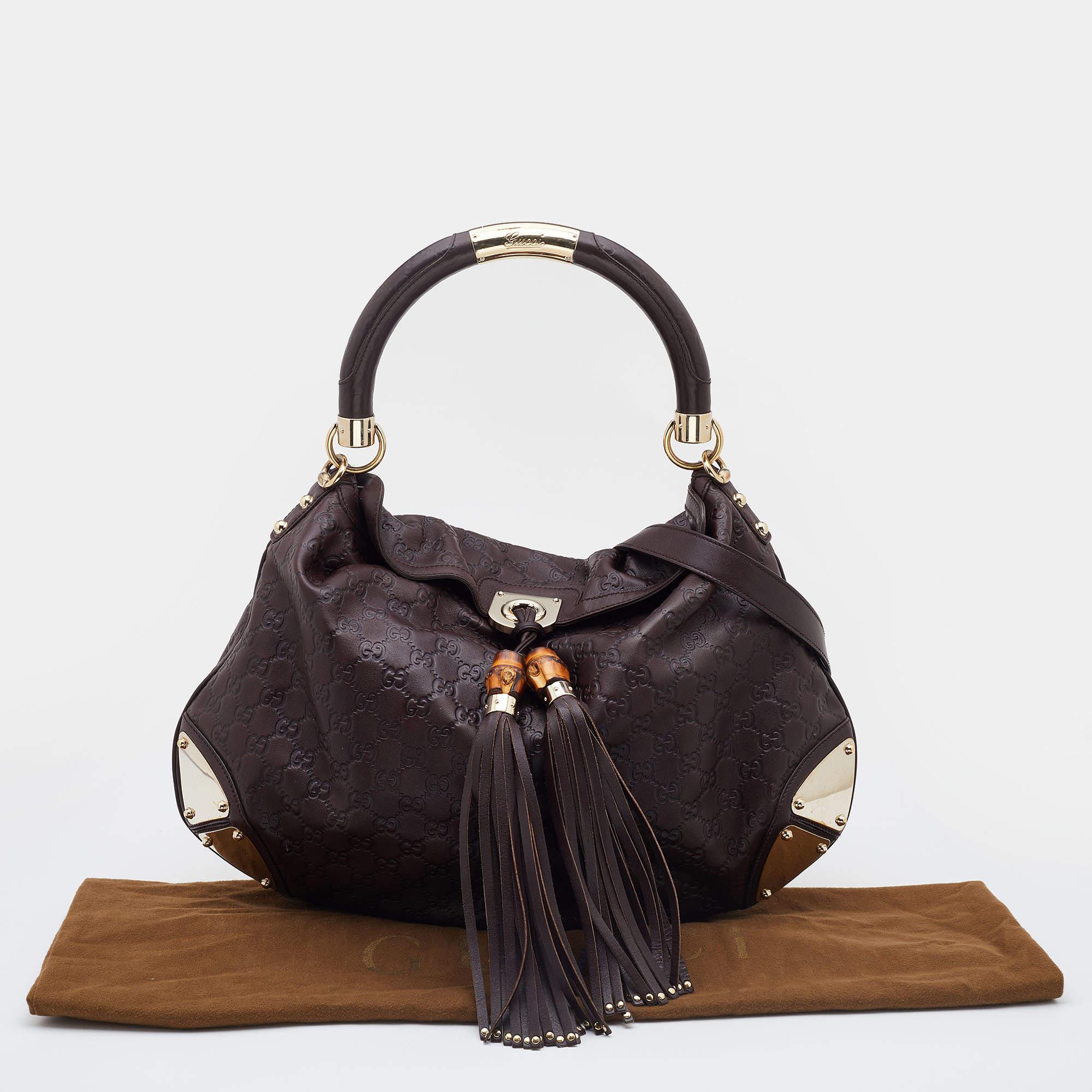 Gucci Dark Brown Guccissima Leather Large Babouska Indy Hobo 7