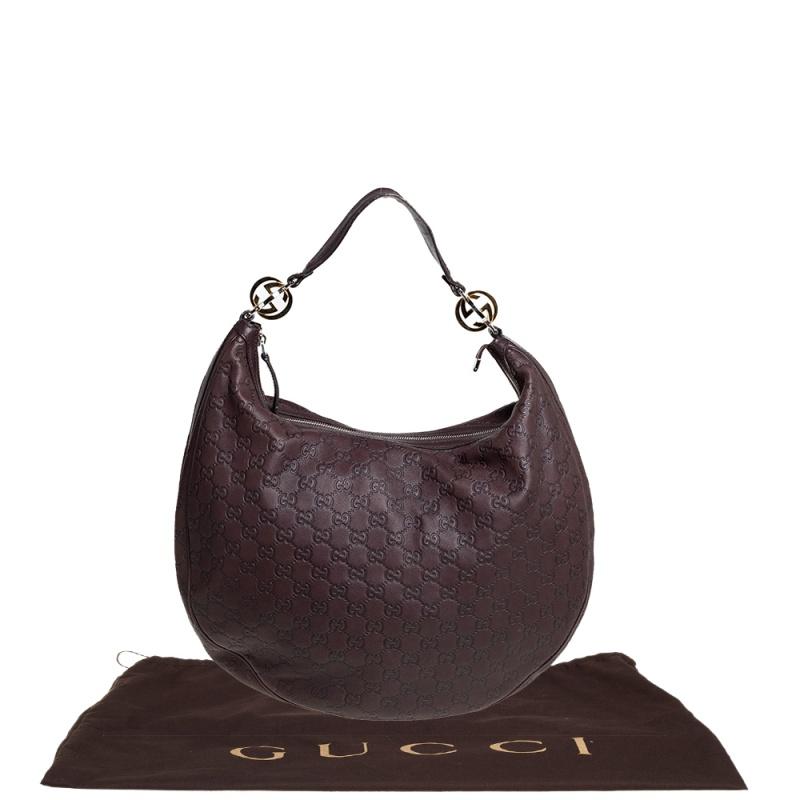 Gucci Dark Brown Guccissima Leather Large GG Twins Hobo 8