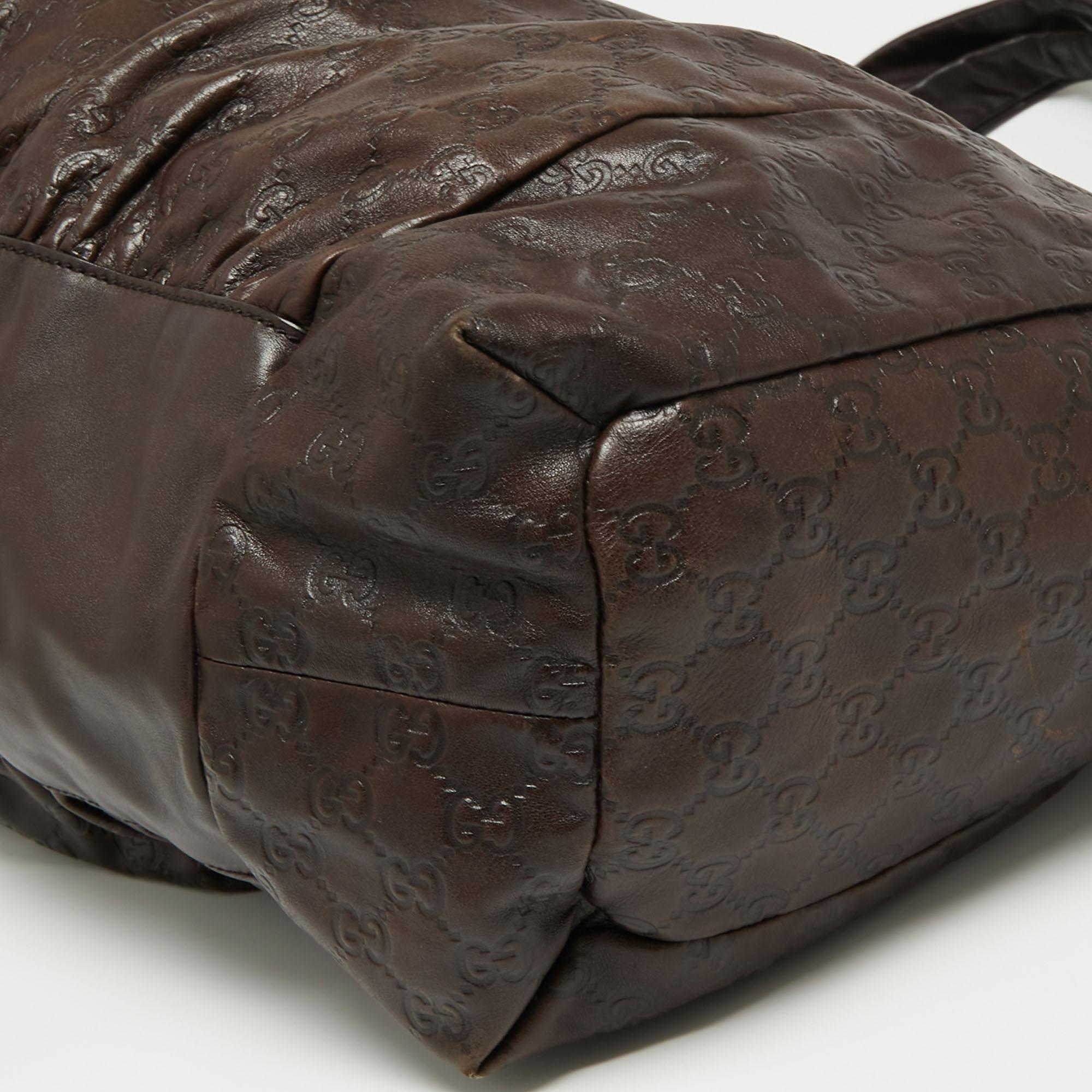 Gucci Dark Brown Guccissima Leather Large Hysteria Tote 4