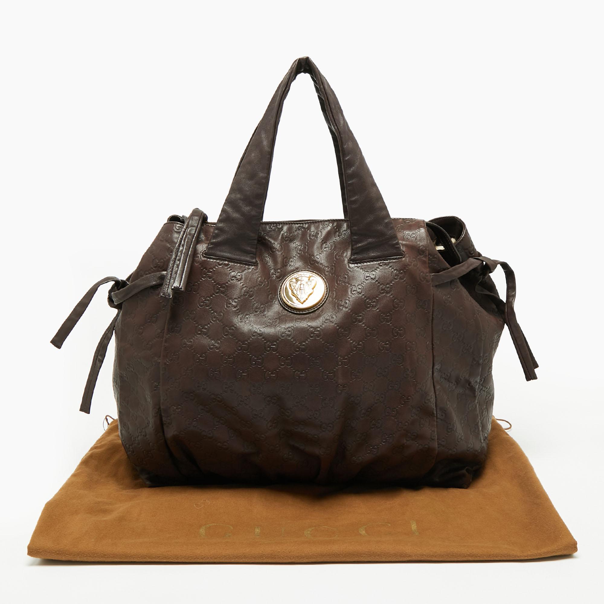 Gucci Dark Brown Guccissima Leather Large Hysteria Tote 6