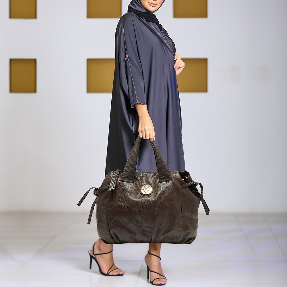 gucci dark brown guccissima leather tote