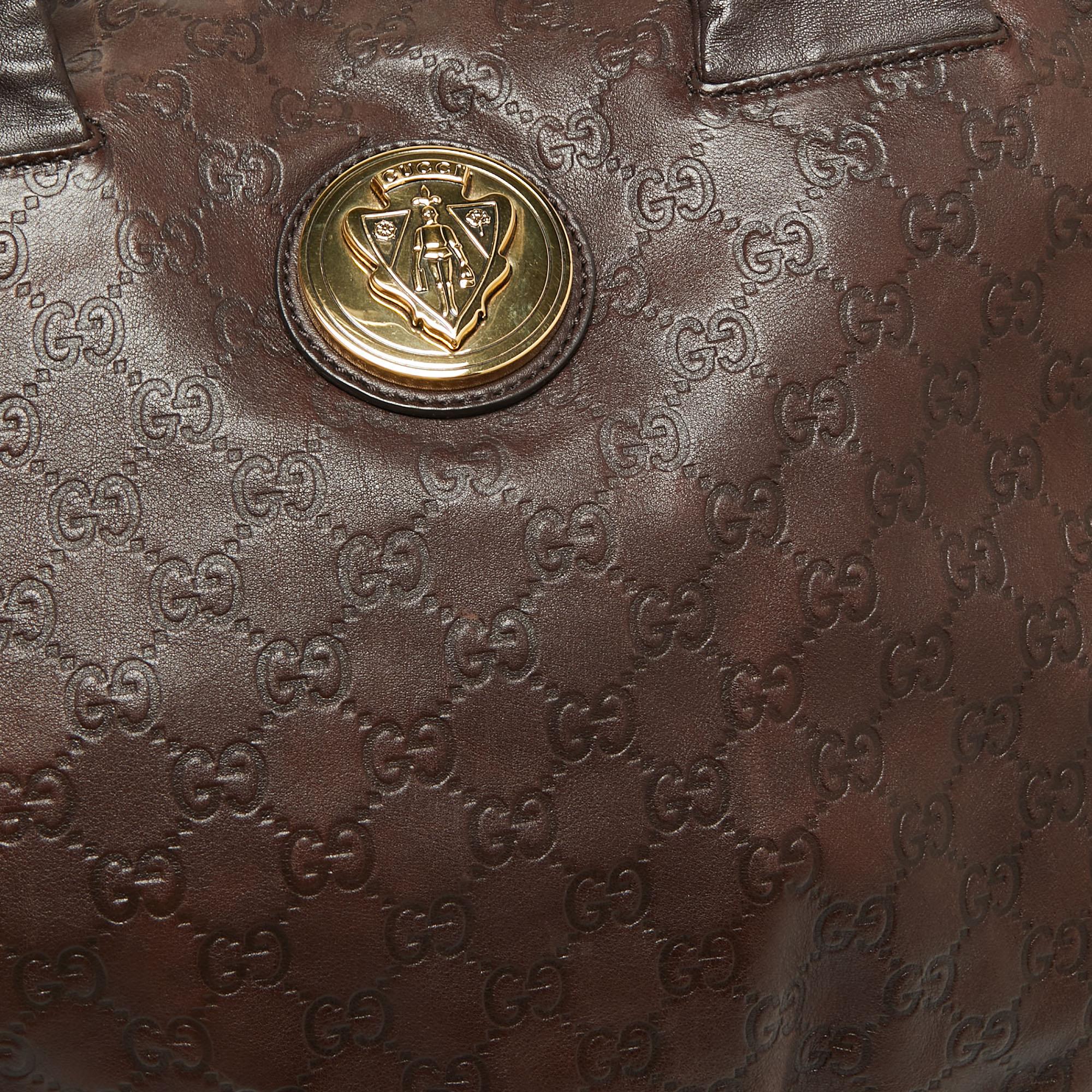 Black Gucci Dark Brown Guccissima Leather Large Hysteria Tote