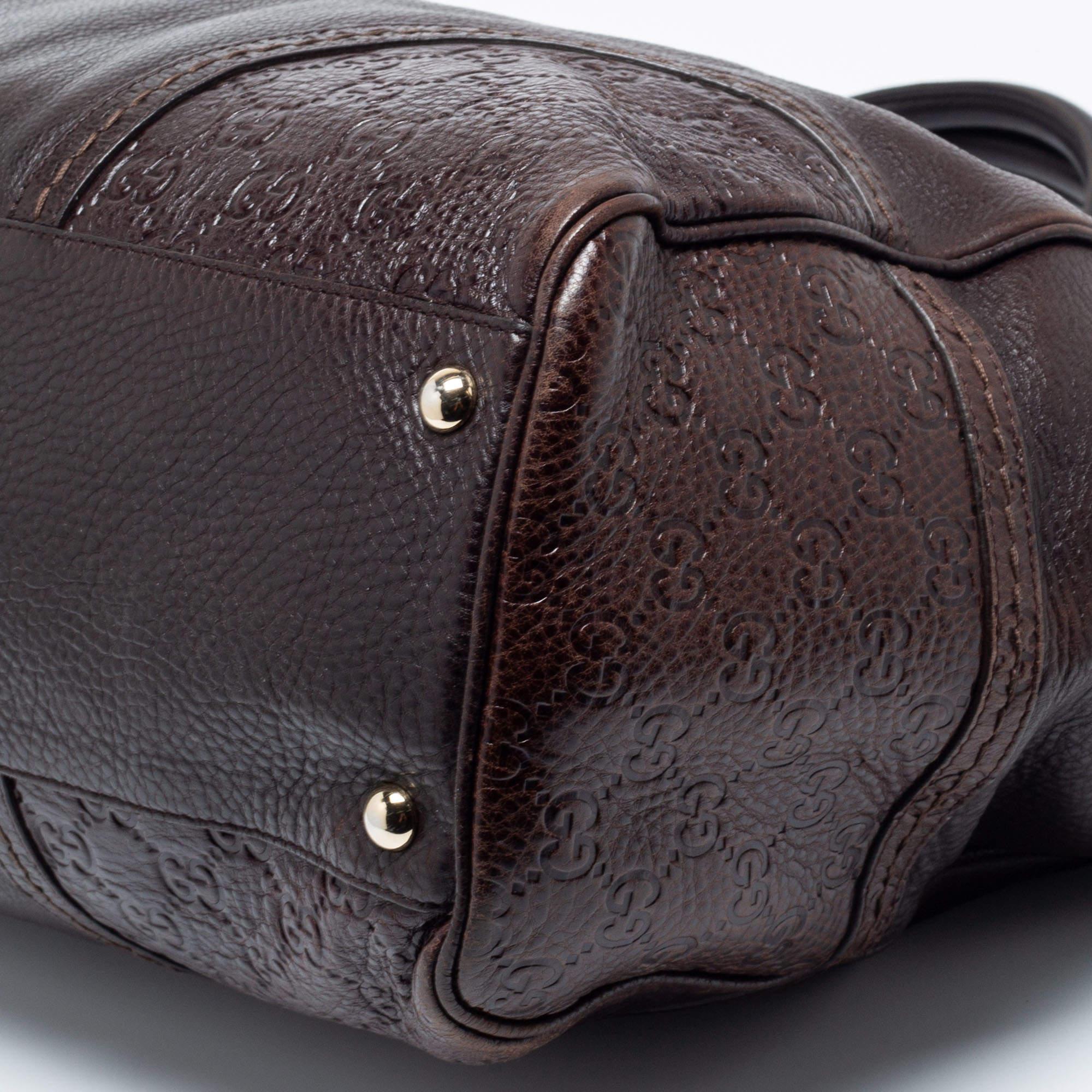 Gucci Dark Brown Guccissima Leather Large Signoria Tote 2