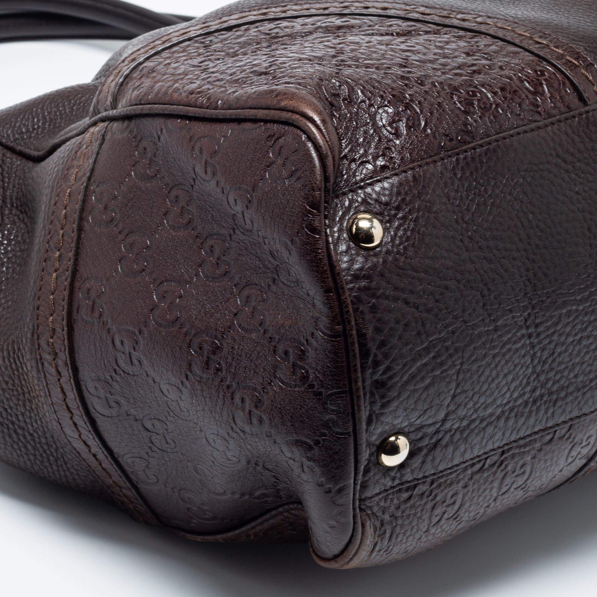 Gucci Dark Brown Guccissima Leather Large Signoria Tote 3