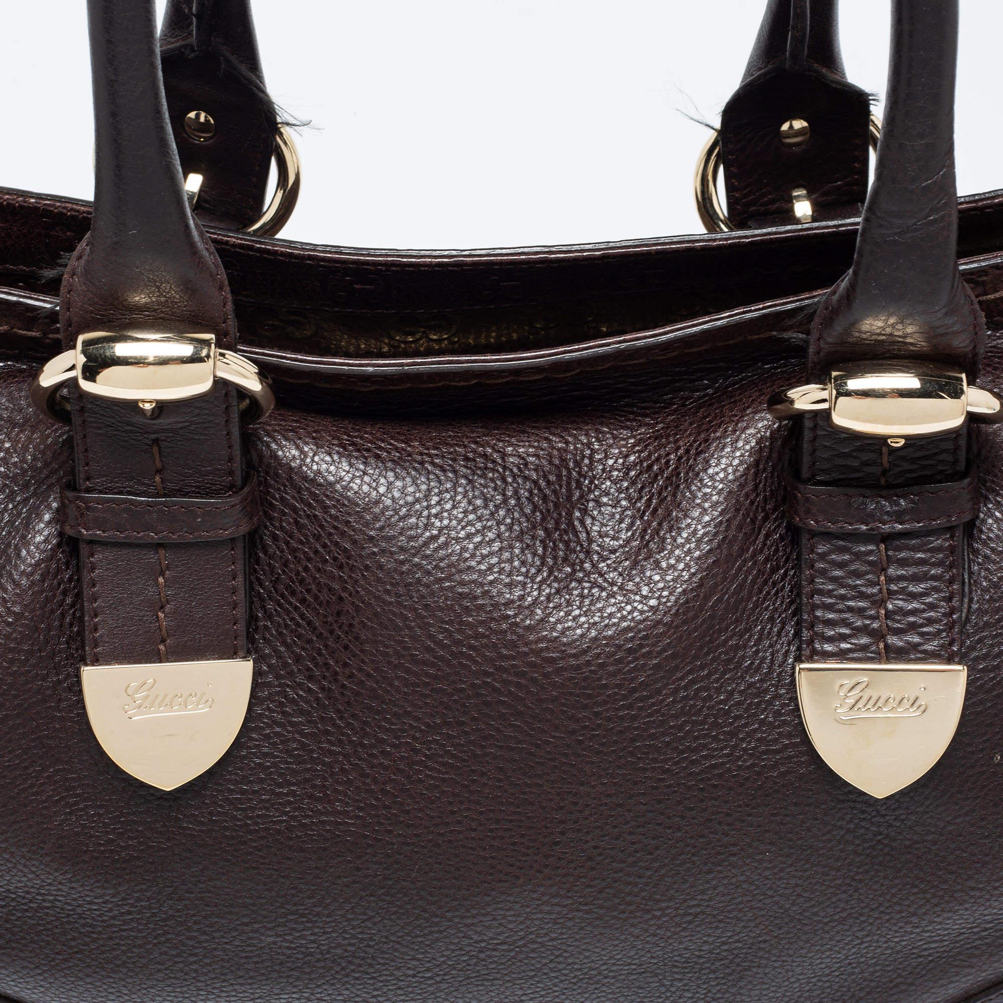 Gucci Dark Brown Guccissima Leather Large Signoria Tote 4
