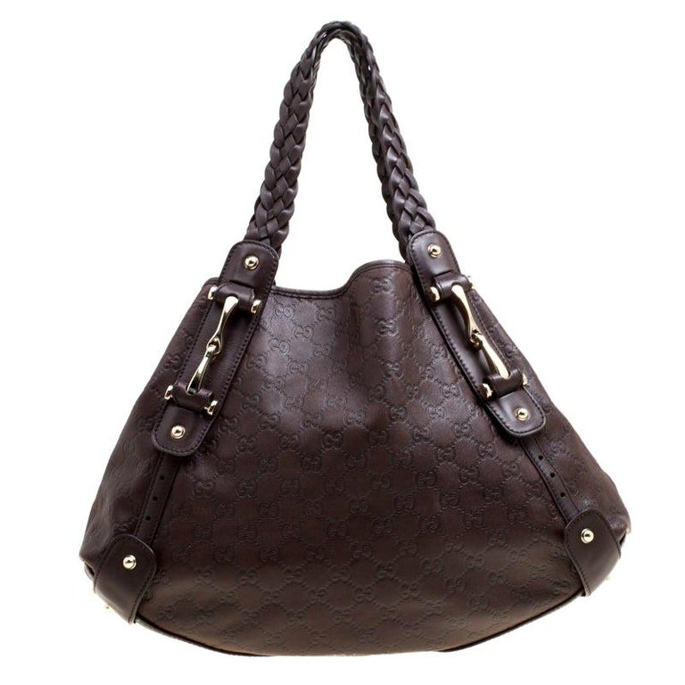 Gucci Dark Brown Guccissima Leather Medium Horsebit Pelham Shoulder Bag ...