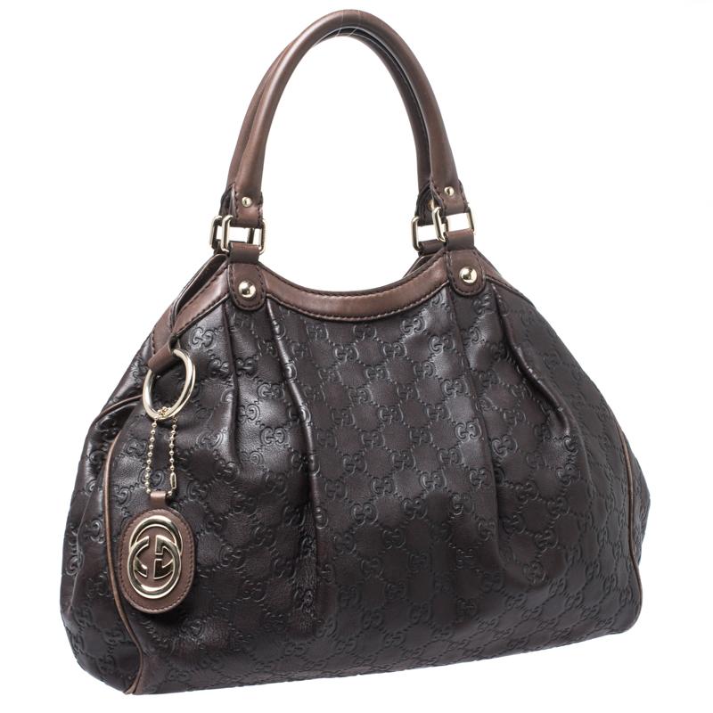 Black Gucci Dark Brown Guccissima Leather Medium Sukey Tote