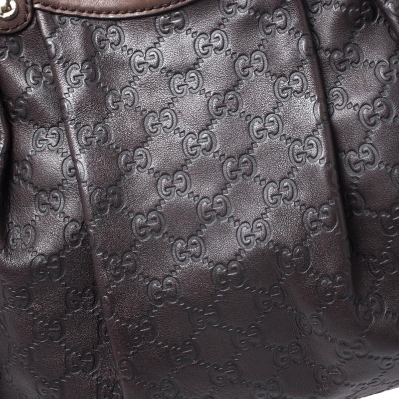 Gucci Dark Brown Guccissima Leather Medium Sukey Tote In Good Condition In Dubai, Al Qouz 2