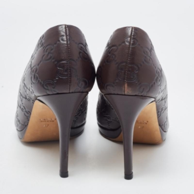 Gucci Guccissima en cuir New Hollywood marron foncé Taille 37 en vente 1