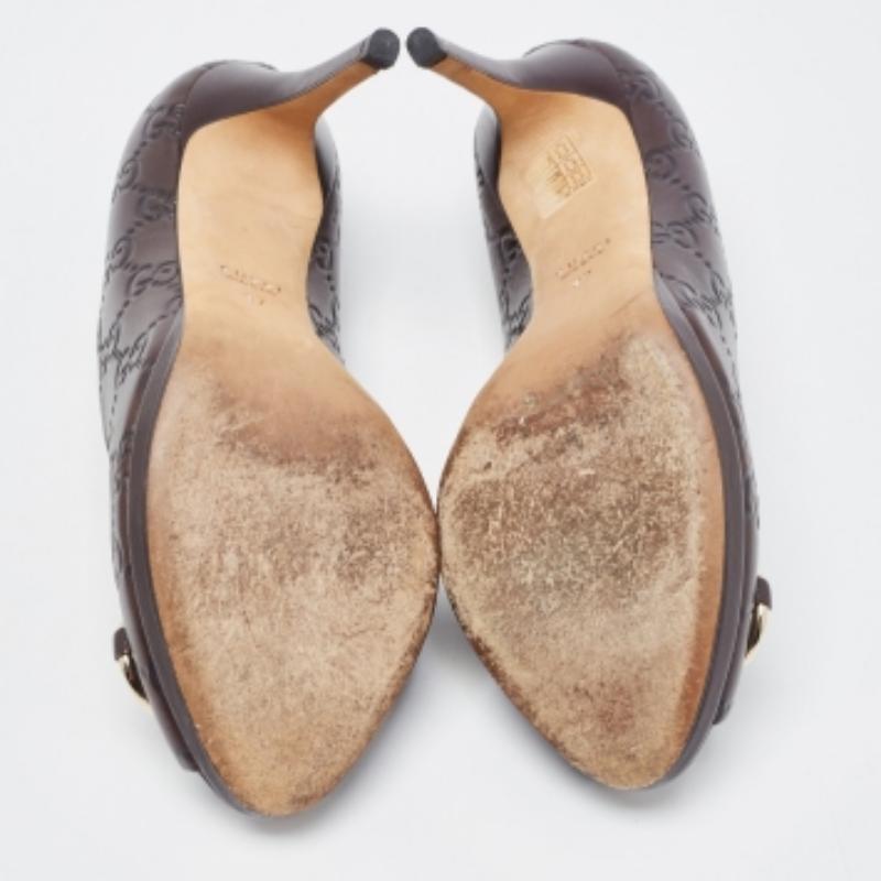Gucci Guccissima en cuir New Hollywood marron foncé Taille 37 en vente 2