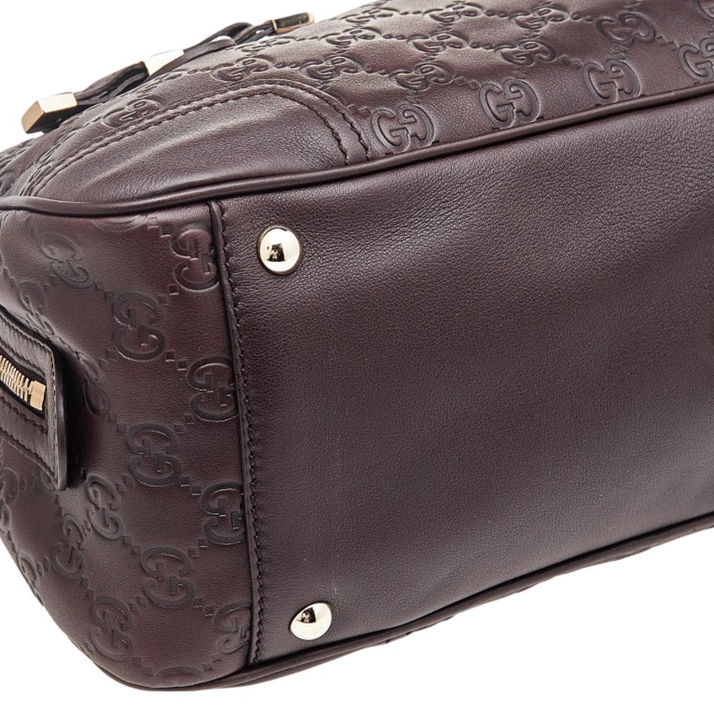 Gucci Dark Brown Guccissima Leather Princy GG Boston Bag In Good Condition In Dubai, Al Qouz 2