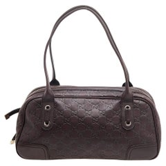 Gucci Dark Brown Guccissima Leather Princy GG Boston Bag