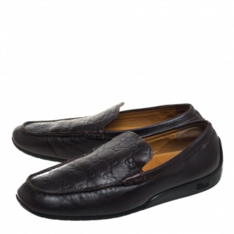 Black Gucci Dark Brown Guccissima Leather Slip On Loafers Size 39.5 For Sale
